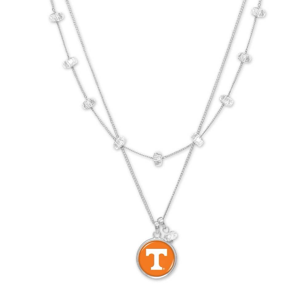 Licensed Tennessee Necklace Featuring Layered Beaded Chain And Pendant
